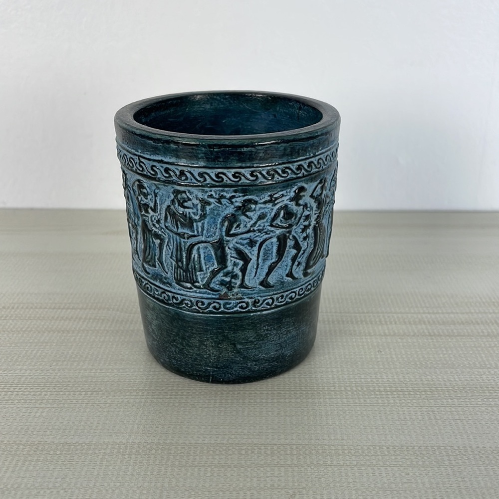 Ancient Greek decorative beautiful piece collectable turquoise mug Size 3.5"
